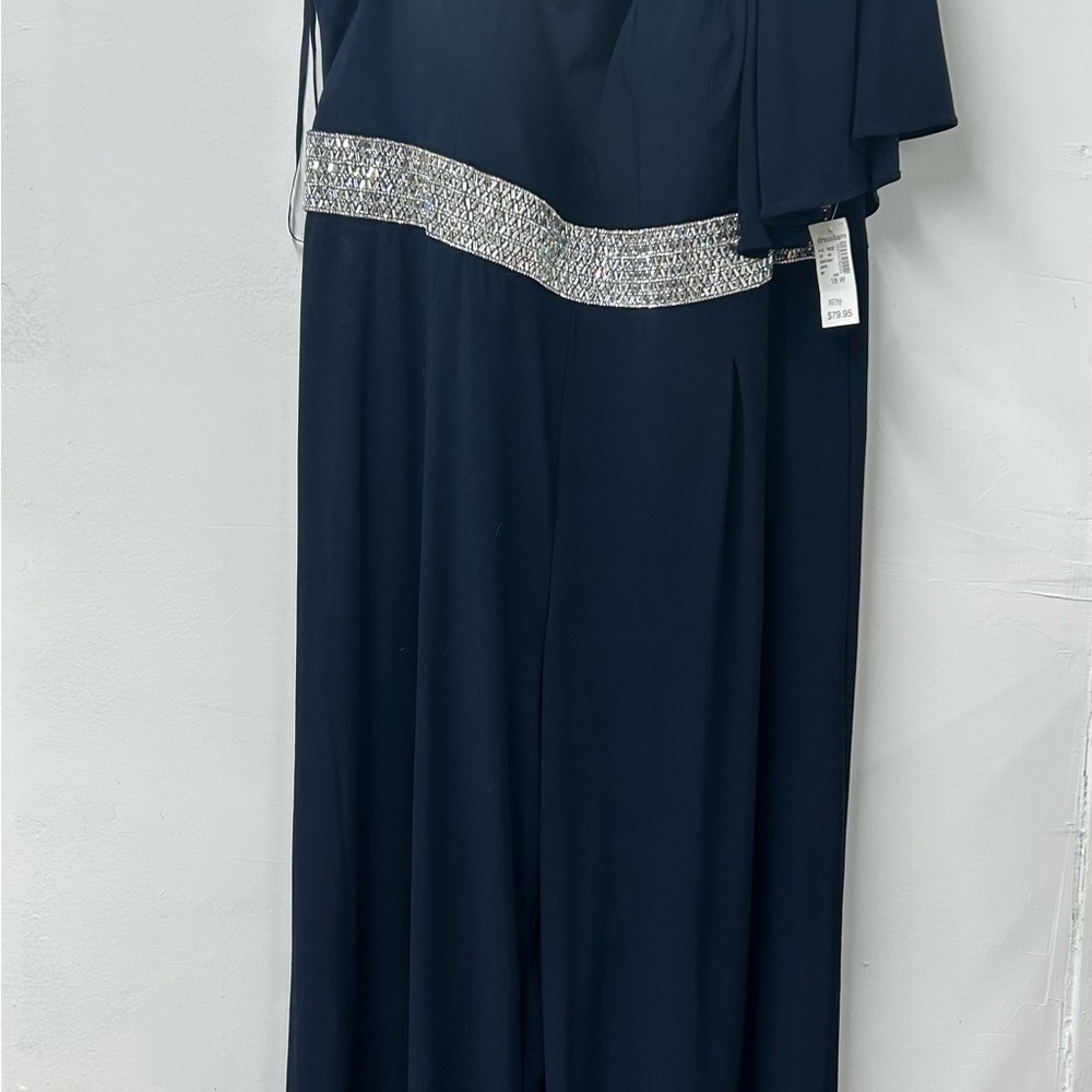 Women’s Roz & Ali Navy Dress Jumpsuit S 18 W New With Tags